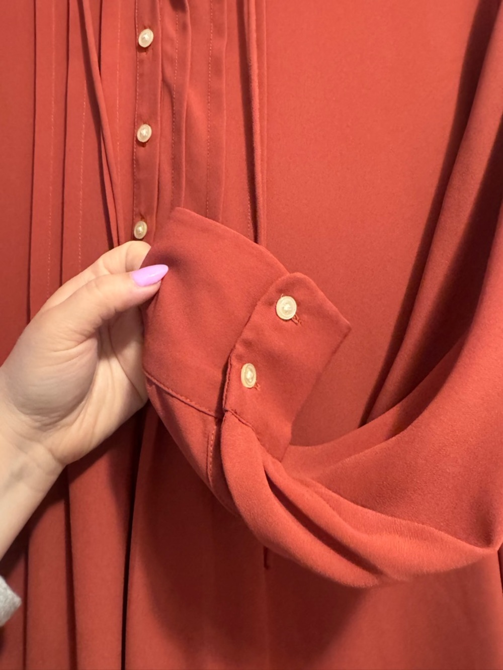 NWOT! LOFT Ruffled Bib Collar Rust Blouse - Picture 5 of 6